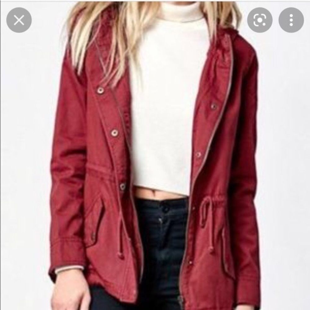 L.A. Hearts Maroon Lightweight Drawstring Waist Utility Jacket Size M